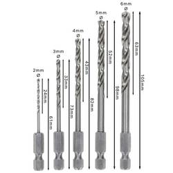 Bosch Accessories 2608595517 HSS sada spirálových vrtáku do kovu 5dílná 2 mm, 3 mm, 4 mm, 5 mm, 6 mm broušený DIN 338 1/4 (6,3 mm) 1 sada