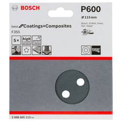 Bosch Accessories Best for Stone 2608605113 brusné papíry pro excentrické brusky na suchý zip, s otvory Zrnitost 600 (Ø) 115 mm 5 ks