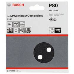 Bosch Accessories Best for Stone 2608605115 brusné papíry pro excentrické brusky na suchý zip, s otvory Zrnitost 80 (Ø) 125 mm 5 ks