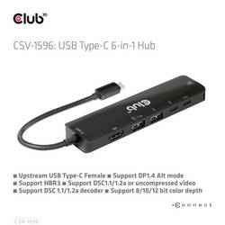 club3D USB-C® dokovací stanice Club3D USB-6-in1-HUB USB-C - HDMI/2xUSB/ Vhodné pro značky (dokovací stanice pro notebook): univerzální