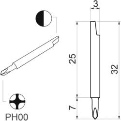 Keramická čepel (Bit), KS vel. 00 BERNSTEIN Tools for Electronics 1-765