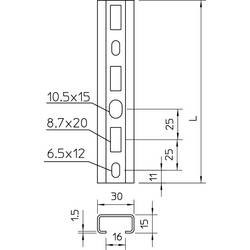 OBO Bettermann 1109871 Profilová lišta (d x š x v) 2000 x 30 x 15 mm 1 ks kov