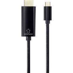 Renkforce USB-C® / HDMI kabelový adaptér USB-C ® zástrčka, Zástrčka HDMI-A 0.50 m černá UHD 4K @ 60 Hz RF-4531590 Kabel pro displeje USB-C®