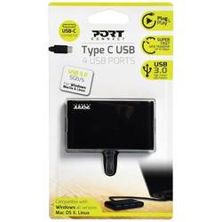 PORT Designs 900123 USB Hub 4 porty USB-A USB 3.0 5 GBit/s s konektorem USB C černá 900123