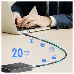 LogiLink Kabel USB-C USB 3.2 Gen2x2 USB-C ® zástrčka 0.50 m černá s LED, 4K UHD, oboustranně zapojitelná zástrčka CU0441