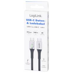 LogiLink Kabel USB-C USB 3.2 Gen2x2 USB-C ® zástrčka 0.50 m černá s LED, 4K UHD, oboustranně zapojitelná zástrčka CU0441