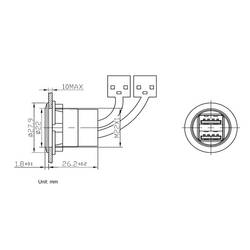 TRU COMPONENTS USB-06-BK Dvojitý USB vestavný konektor zásuvka, vestavná, adaptér 2x USB zásuvka typ A ⇔ 2x zástrčka USB typ A s 60cm kabel Množství: 1 ks