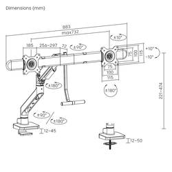 My Wall držák na stůl pro monitor HL59L 2 Displej: (s) 43,2 cm (17) - 81,3 cm (32) černá naklápěcí, otočný, nastavitelná výška