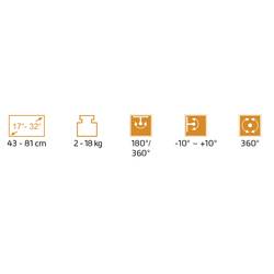My Wall držák na stůl pro monitor HL59L 2 Displej: (s) 43,2 cm (17) - 81,3 cm (32) černá naklápěcí, otočný, nastavitelná výška