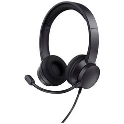 Trust Ayda Headset otevřená (On Ear) kabelová stereo černá Potlačení hluku headset, regulace hlasitosti, Vypnutí zvuku mikrofonu Počítače