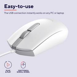 Trust TM-101W optická myš, přenos USB, 3 tlačítko, 1200 dpi, bílá