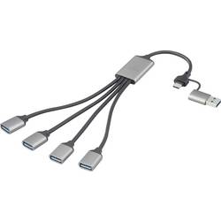 Renkforce RF-6861934 USB Hub 4 porty USB-A USB 3.0 5 GBit/s s hliníkovým krytem šedá RF-HUB-300