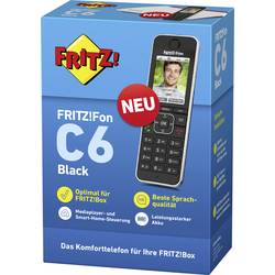 FRITZ! FRITZ!FON C6 Black Edition bezdrátový VoIP telefon záznamník, dětský telefon, handsfree, PIN kód LCD displej černá
