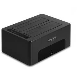 Delock 64187 USB B, SATA 6 Gb/s, DC zásuvka 3,5 mm dokovací stanice pro pevný disk s funkcí klonování, s funkcí mazání