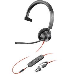 HP Poly Blackwire C3315 Headset otevřená (On Ear) kabelová mono černá Redukce šumu mikrofonu, Potlačení hluku headset, regulace hlasitosti, Vypnutí zvuku
