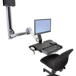 Ergotron držák na zeď pro monitor StyleView Sit-Stand Combo 1 Displej: (s) 25,4 cm (10) - 61 cm (24) hliník (leštěný) nastavitelná výška, odkládací místo na