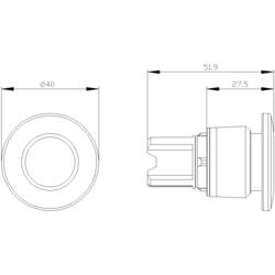 Siemens 3SU1000-1BA10-0AA0, 3SU10001BA100AA0 hřibové tlačítko, 22.3 mm, 1 ks