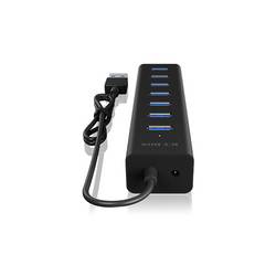 ICY BOX 60819 USB Hub 7 portů USB-A USB 3.0 5 GBit/s černá IB-HUB1700-U3 USB 3.0 zu 7-Port USB 3.0 Type-A Hub, Alu-Gehäuse, Netzteil 5V/3A