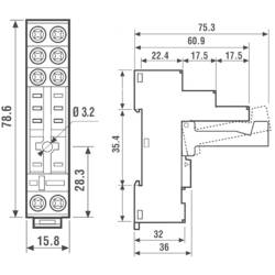 Finder 95.05 patice pro relé Finder řada 40, lokátor řada 44 , Finder 40.52, Finder 40.61, Finder 44.62, (d x š x v) 78.6 x 15.8 x 60.9 mm, 1 ks