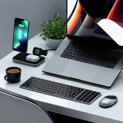 Satechi Slim X3 Bluetooth® klávesnice německá, QWERTZ antracitová tlačítka multimédií, s číselnou klávesnicí, s podsvícením