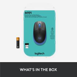Logitech M190 optická myš, přenos bezdrátový, 3 tlačítko, 1000 dpi, modrá