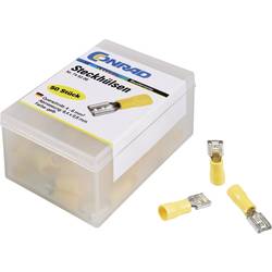 TRU COMPONENTS 1572133 faston zásuvka Šířka zástrčky: 6.4 mm Tloušťka konektoru: 0.8 mm 180 ° částečná izolace žlutá 50 ks