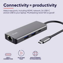 Trust USB-C® dokovací stanice DALYX 6-IN-1 MULTIPORT ADAPTER Vhodné pro značky (dokovací stanice pro notebook): univerzální