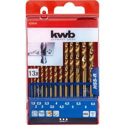 kwb 429040 HSS sada spirálových vrtáku do kovu 13dílná 1.5 mm, 2 mm, 3 mm, 3.2 mm, 3.5 mm, 4 mm, 4.2 mm, 4.5 mm, 5 mm DIN 338 válcová stopka 13 ks