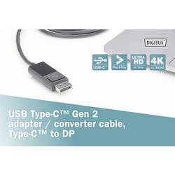 Digitus USB-C® / HDMI kabelový adaptér USB-C ® zástrčka, Zástrčka HDMI-A 2.00 m černá AK-300330-020-S stíněný, dvoužilový stíněný Kabel pro displeje USB-C®