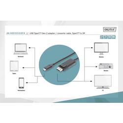 Digitus USB-C® / HDMI kabelový adaptér USB-C ® zástrčka, Zástrčka HDMI-A 2.00 m černá AK-300330-020-S stíněný, dvoužilový stíněný Kabel pro displeje USB-C®