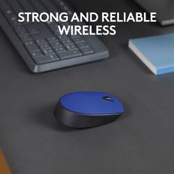 Logitech M171 optická myš, přenos bezdrátový, bezdrátový, 3 tlačítko, 1000 dpi, modrá, černá
