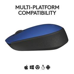 Logitech M171 optická myš, přenos bezdrátový, bezdrátový, 3 tlačítko, 1000 dpi, modrá, černá