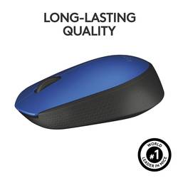 Logitech M171 optická myš, přenos bezdrátový, bezdrátový, 3 tlačítko, 1000 dpi, modrá, černá