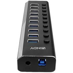 LINDY 43370 USB Hub 10 portů USB-A USB 3.0 5 GBit/s černá 43370
