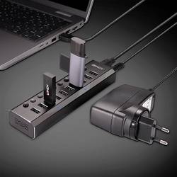 LINDY 43370 USB Hub 10 portů USB-A USB 3.0 5 GBit/s černá 43370