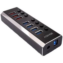 LINDY 43371 USB Hub 8 portů USB-A USB 3.0 5 GBit/s černá 43371