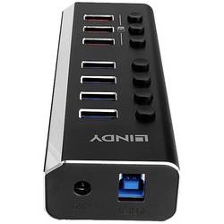 LINDY 43371 USB Hub 8 portů USB-A USB 3.0 5 GBit/s černá 43371