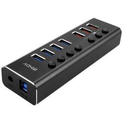 LINDY 43371 USB Hub 8 portů USB-A USB 3.0 5 GBit/s černá 43371