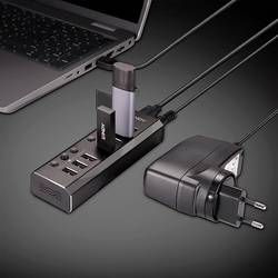 LINDY 43371 USB Hub 8 portů USB-A USB 3.0 5 GBit/s černá 43371