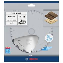 Bosch Accessories 2608837697 2608837697 tvrdokovový pilový kotouč 184 x 16 mm Počet zubů (na palec): 16 1 ks