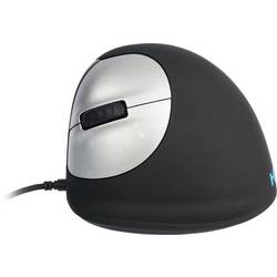R-GO Tools RGOHELE optická ergonomická myš, přenos USB, 4 tlačítko, 1750 dpi, černá, stříbrná