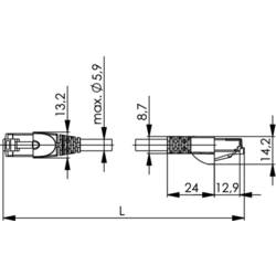 Telegärtner RJ45 (křížený) síťový kabel CAT 6A S/FTP 1.00 m červená samozhášecí, bez halogenů