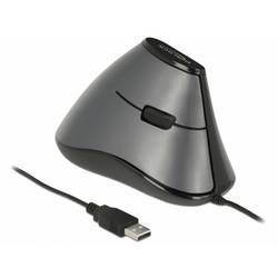 Delock 12527 optická ergonomická myš, přenos USB, 4 tlačítko, 800 dpi, černá/stříbrná