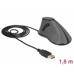Delock 12527 optická ergonomická myš, přenos USB, 4 tlačítko, 800 dpi, černá/stříbrná