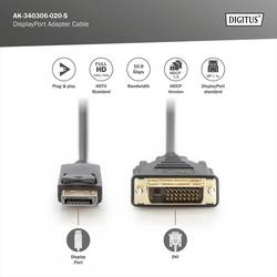 Digitus DisplayPort / DVI kabelový adaptér Konektor DisplayPort, DVI-D 24+1pol. Zástrčka 2 m černá AK-340306-020-S Kabel DisplayPort