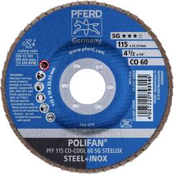 PFERD TOOLS 67660615 PFF 115 CO-COOL 60 SG STEELOX vějířovitý brusný kotouč Průměr 115 mm Ø otvoru 22.23 mm Zrnitost 60 Slitina hliníku, Slitina na bázi niklu,