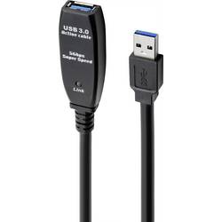 Renkforce USB kabel USB 3.2 Gen1 USB-A zástrčka, USB-A zásuvka 10.00 m černá RF-4598346