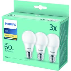 Philips LED 77549000 LED Energetická třída (EEK2021) F (A - G) E27 8 W = 60 W teplá bílá (Ø x v) 6 cm x 10.8 cm 3 ks