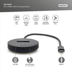 Digitus DA-71547 USB-C™ (USB 3.2 Gen 2) M.2 PCIe NVMe, M.2 SATA dokovací stanice pro pevný disk