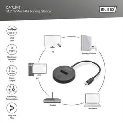 Digitus DA-71547 USB-C™ (USB 3.2 Gen 2) M.2 PCIe NVMe, M.2 SATA dokovací stanice pro pevný disk